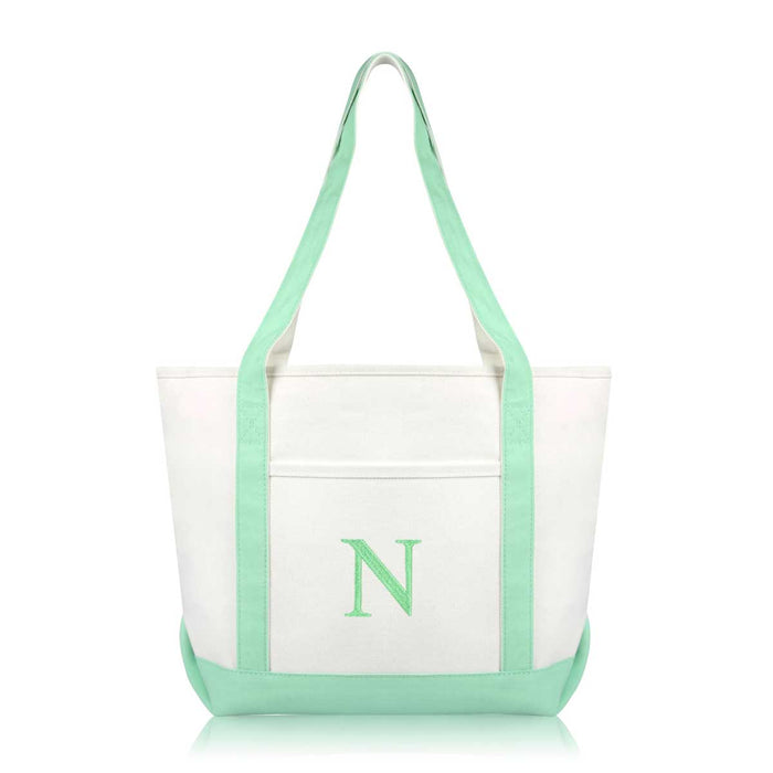 Dalix Medium Personalized Tote Bag Monogrammed Initial Letter - N