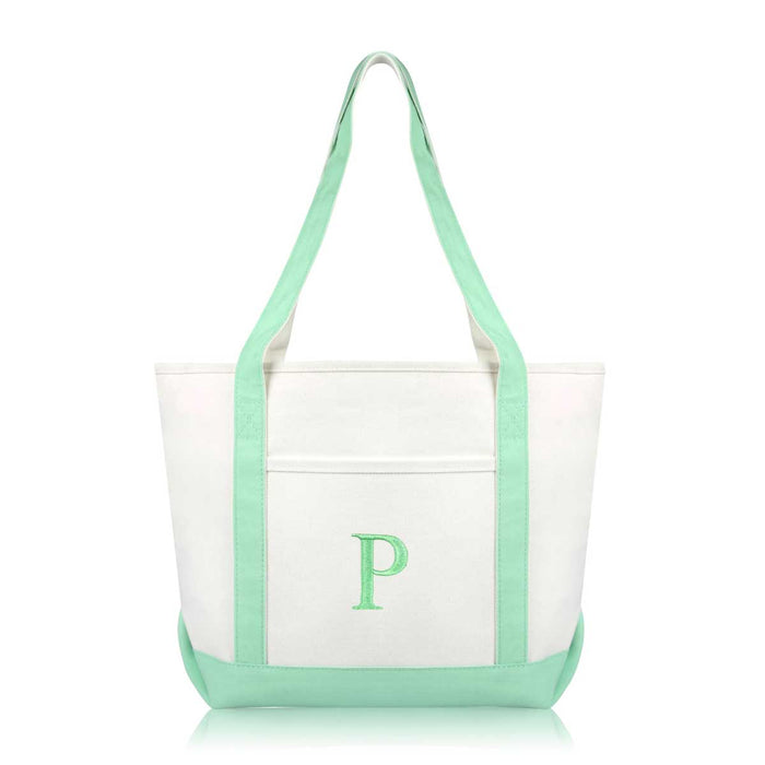 Dalix Medium Personalized Tote Bag Monogrammed Initial Letter - P