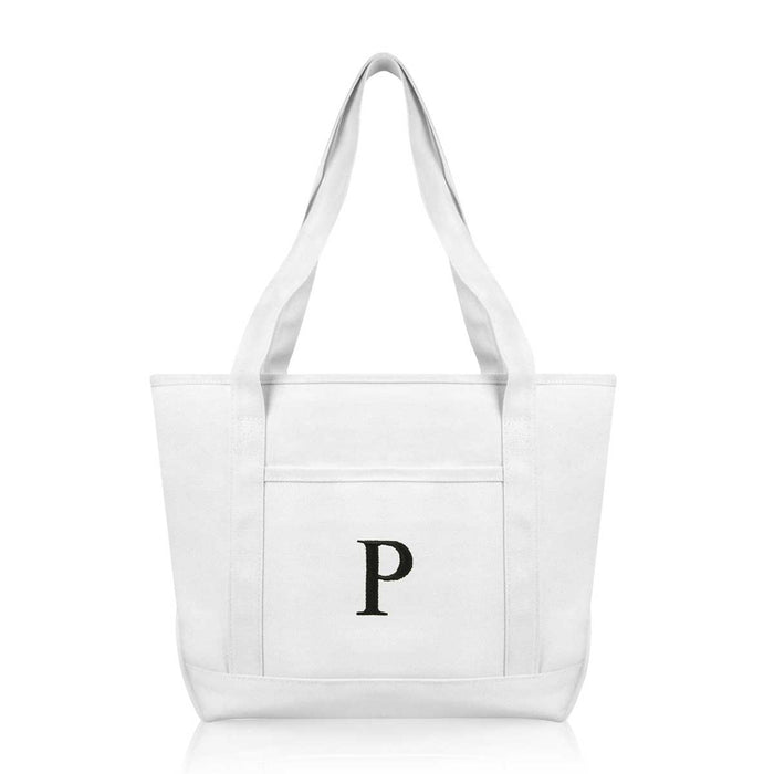 Dalix Medium Personalized Tote Bag Monogrammed Initial Letter - P