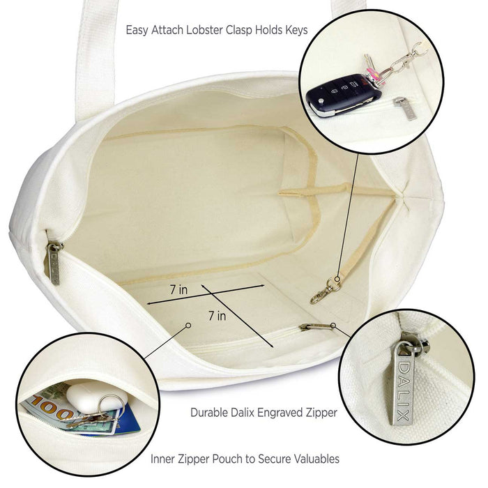 Dalix Medium Personalized Tote Bag Monogrammed Initial Letter - Q