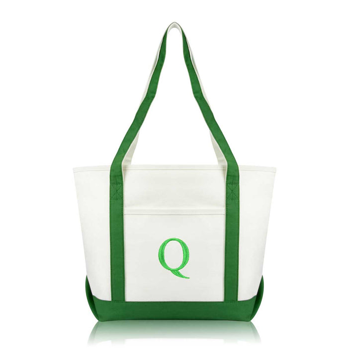 Dalix Medium Personalized Tote Bag Monogrammed Initial Letter - Q