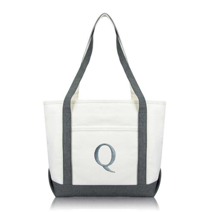Dalix Medium Personalized Tote Bag Monogrammed Initial Letter - Q