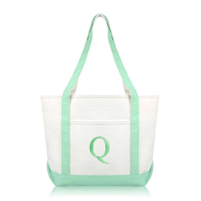 Dalix Medium Personalized Tote Bag Monogrammed Initial Letter - Q