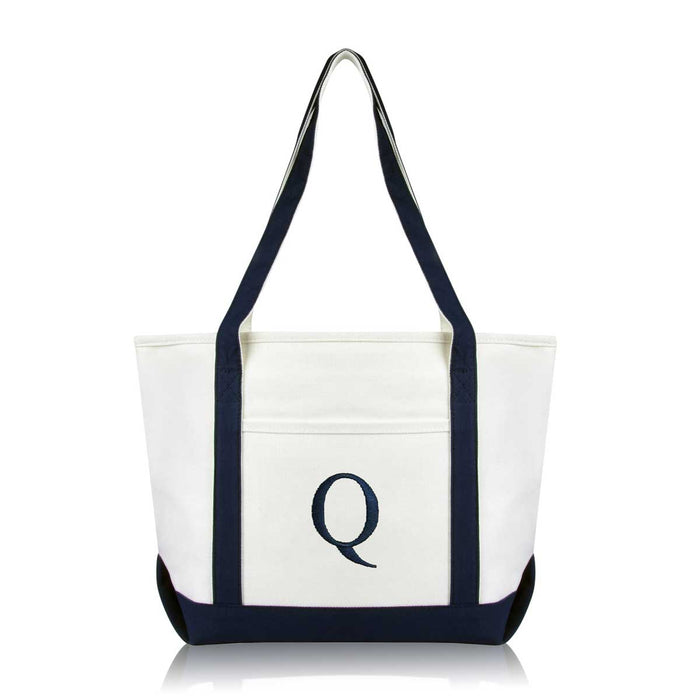 Dalix Medium Personalized Tote Bag Monogrammed Initial Letter - Q
