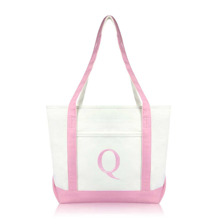 Dalix Medium Personalized Tote Bag Monogrammed Initial Letter - Q