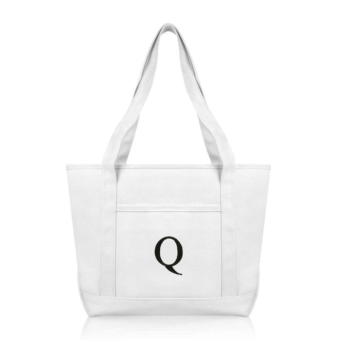 Dalix Medium Personalized Tote Bag Monogrammed Initial Letter - Q