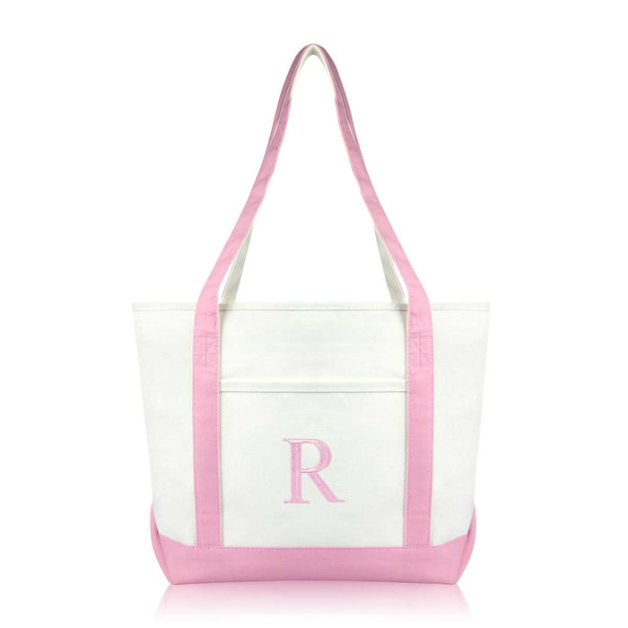 Dalix Medium Personalized Tote Bag Monogrammed Initial Letter - R