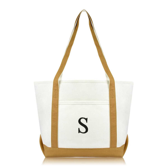 Dalix Medium Personalized Tote Bag Monogrammed Initial Letter - S