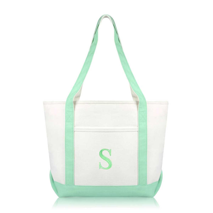 Dalix Medium Personalized Tote Bag Monogrammed Initial Letter - S