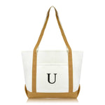 Dalix Medium Personalized Tote Bag Monogrammed Initial Letter - U