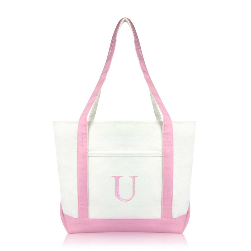 Dalix Medium Personalized Tote Bag Monogrammed Initial Letter - U