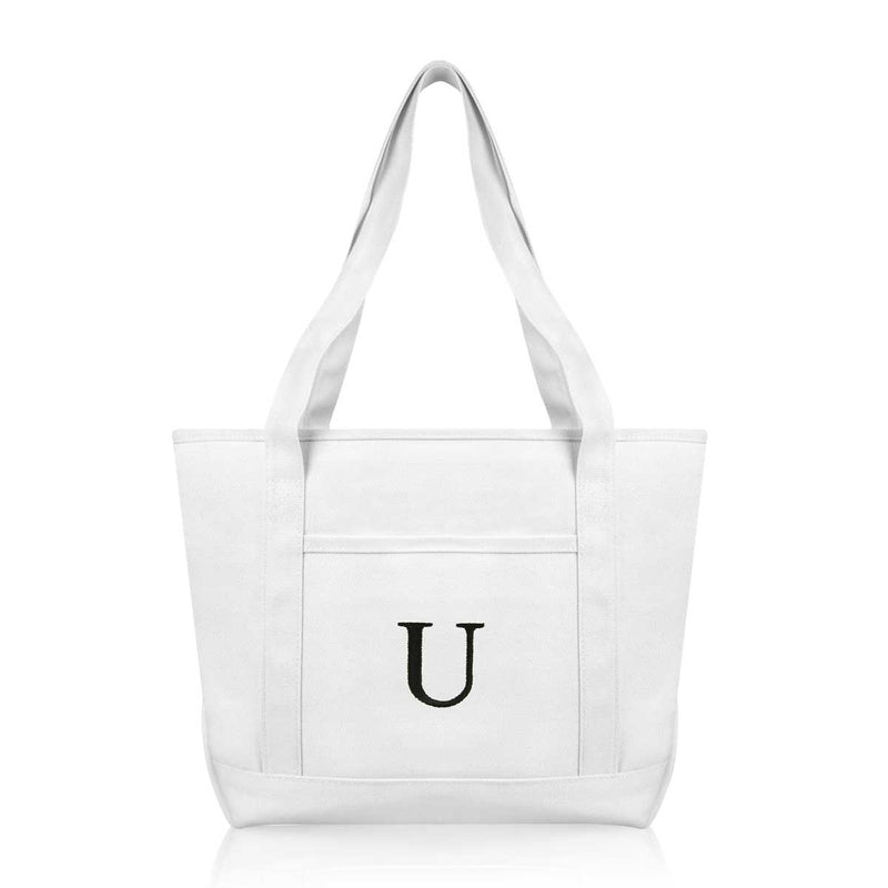Dalix Medium Personalized Tote Bag Monogrammed Initial Letter - U