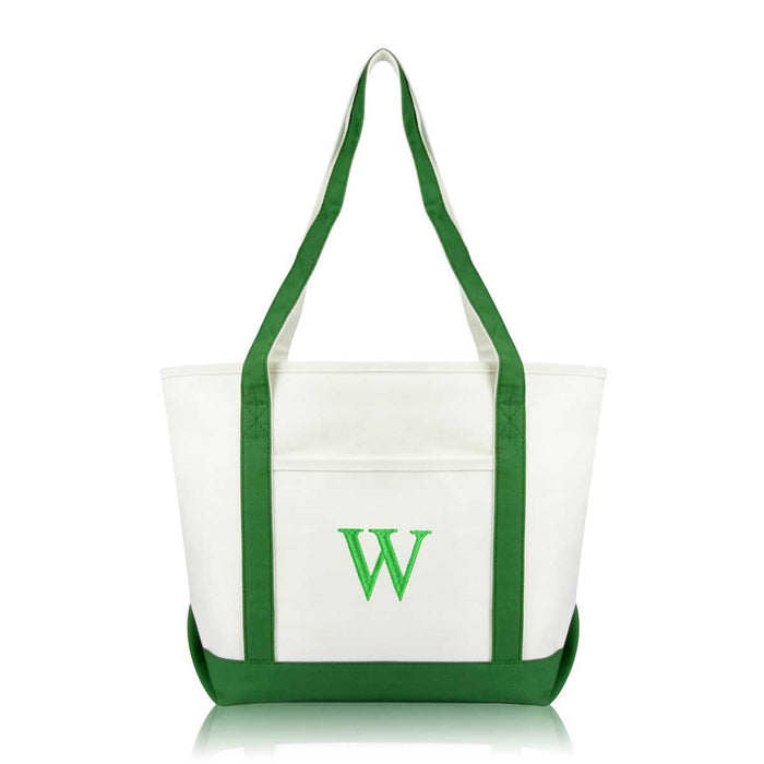 Dalix Medium Personalized Tote Bag Monogrammed Initial Letter - W