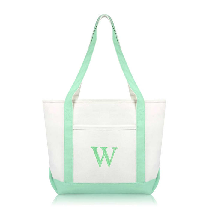 Dalix Medium Personalized Tote Bag Monogrammed Initial Letter - W