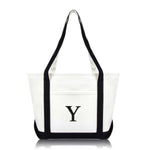 Dalix Medium Personalized Tote Bag Monogrammed Initial Letter - Y