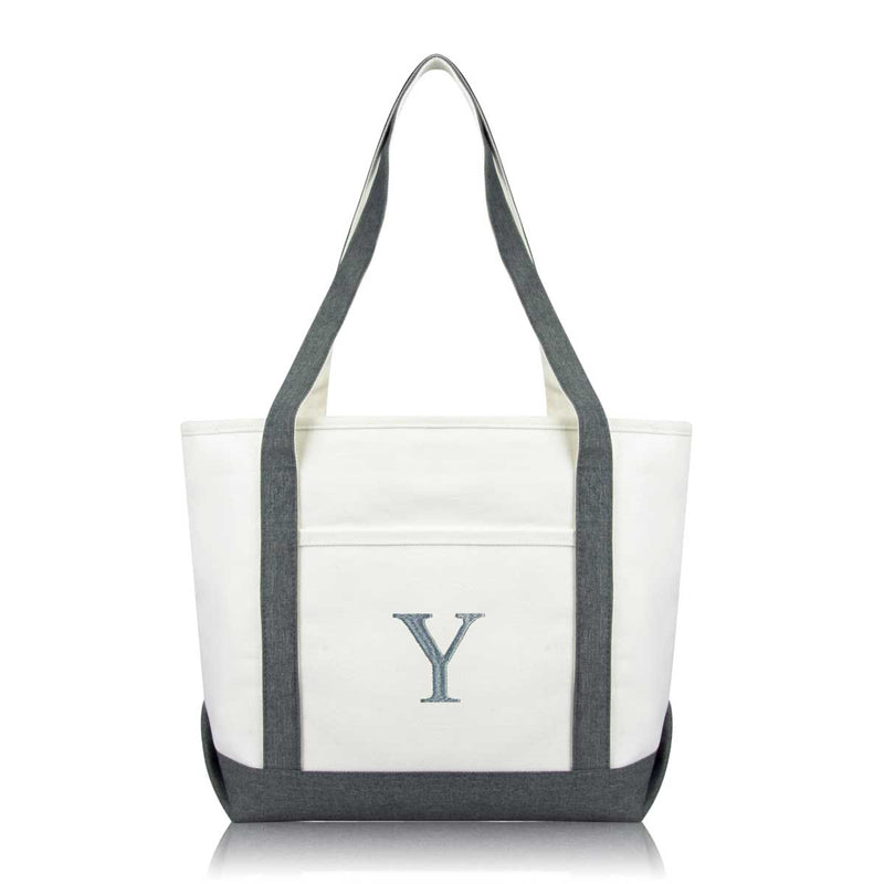 Dalix Medium Personalized Tote Bag Monogrammed Initial Letter - Y
