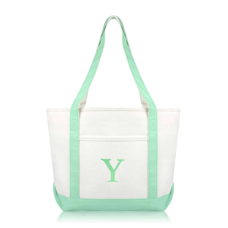 Dalix Medium Personalized Tote Bag Monogrammed Initial Letter - Y