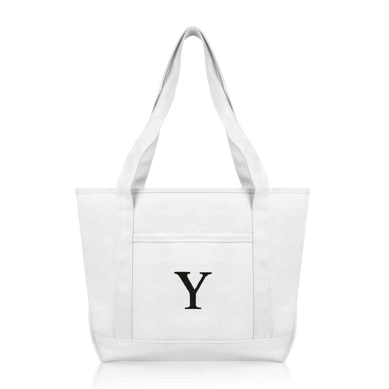 Dalix Medium Personalized Tote Bag Monogrammed Initial Letter - Y