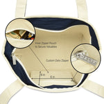 Dalix Striped D-Initial Tote Bag Womens Ballent Letter D