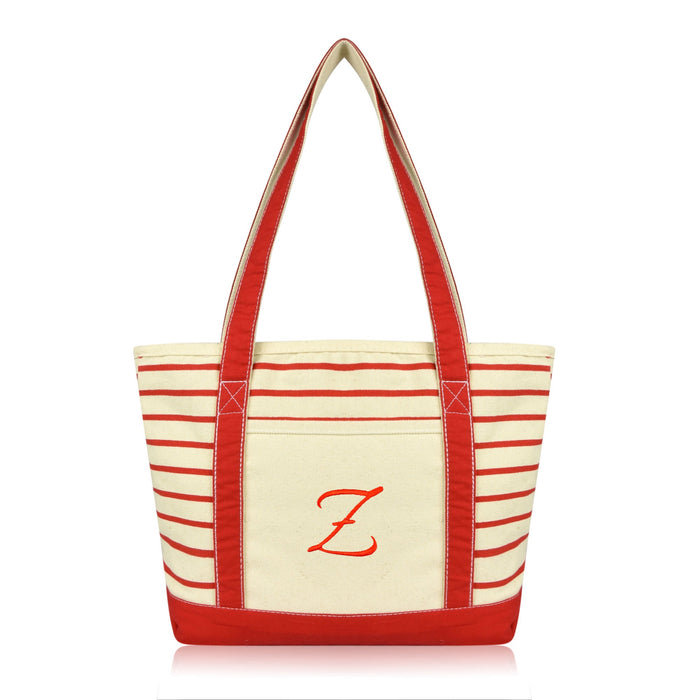 Dalix Striped Z-Initial Tote Bag Womens Ballent Letter Z