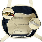 Dalix Striped D-Initial Tote Bag Womens Ballent Letter D
