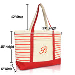 Dalix Striped B-Initial Tote Bag Womens Ballent Letter B