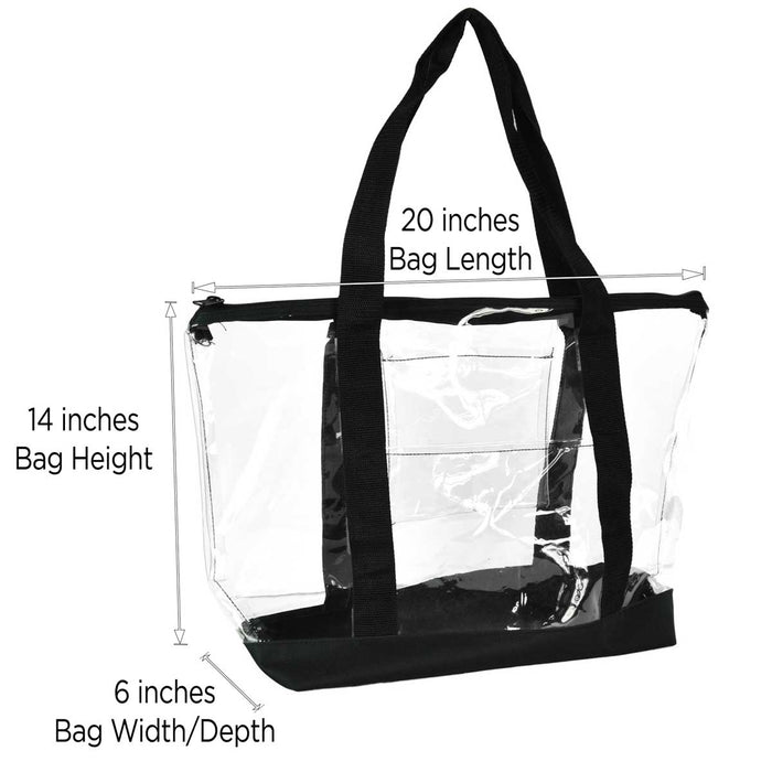 Dalix Clear Shopping Bag Security Work Tote Shoulder Bag Womens Handbag in Black Trim
