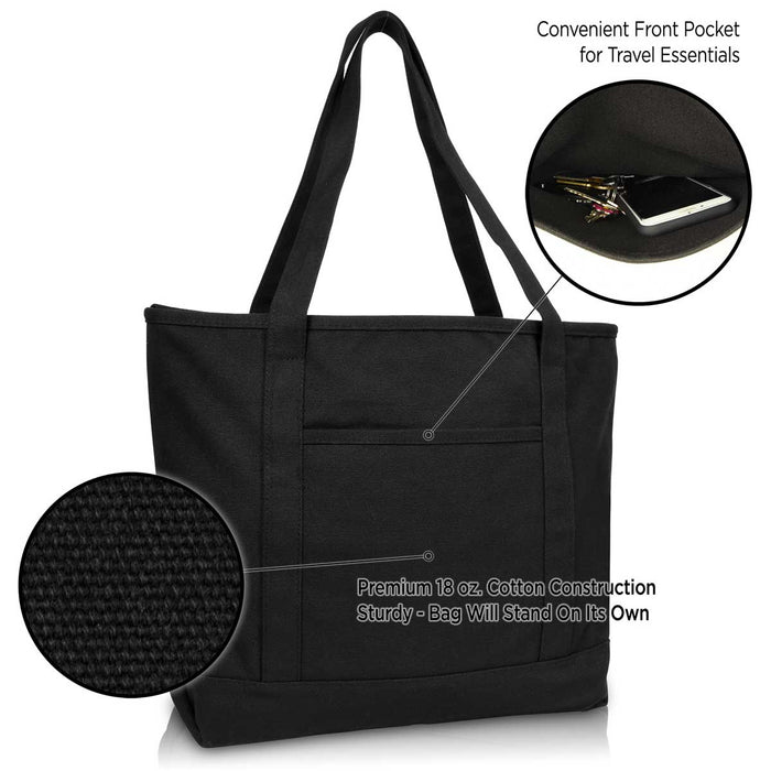 Dalix  20" Solid Color Soft Canvas Tote Bag