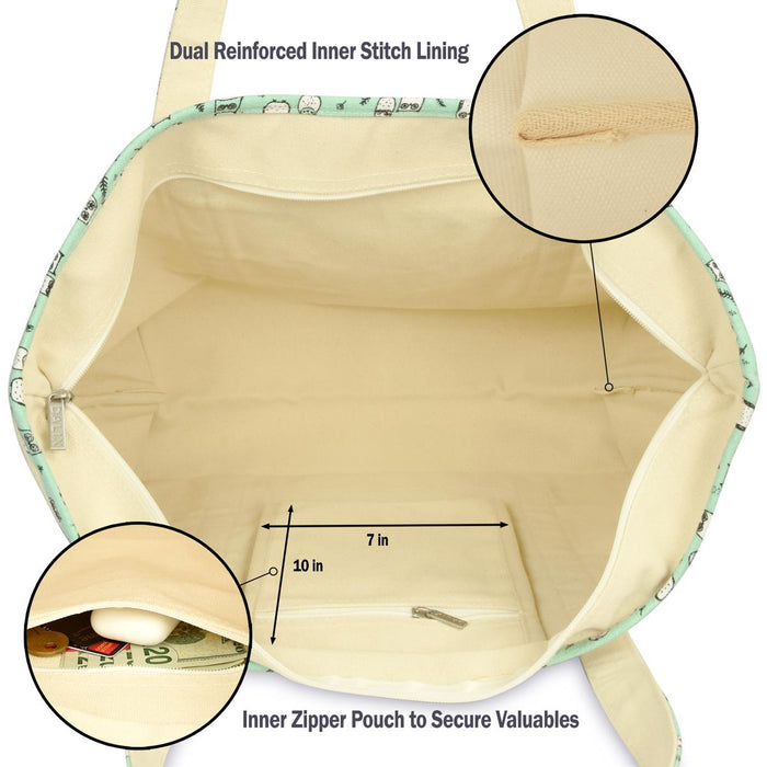 Dalix Owl Tote Shoulder Bag Natural Cotton Canvas